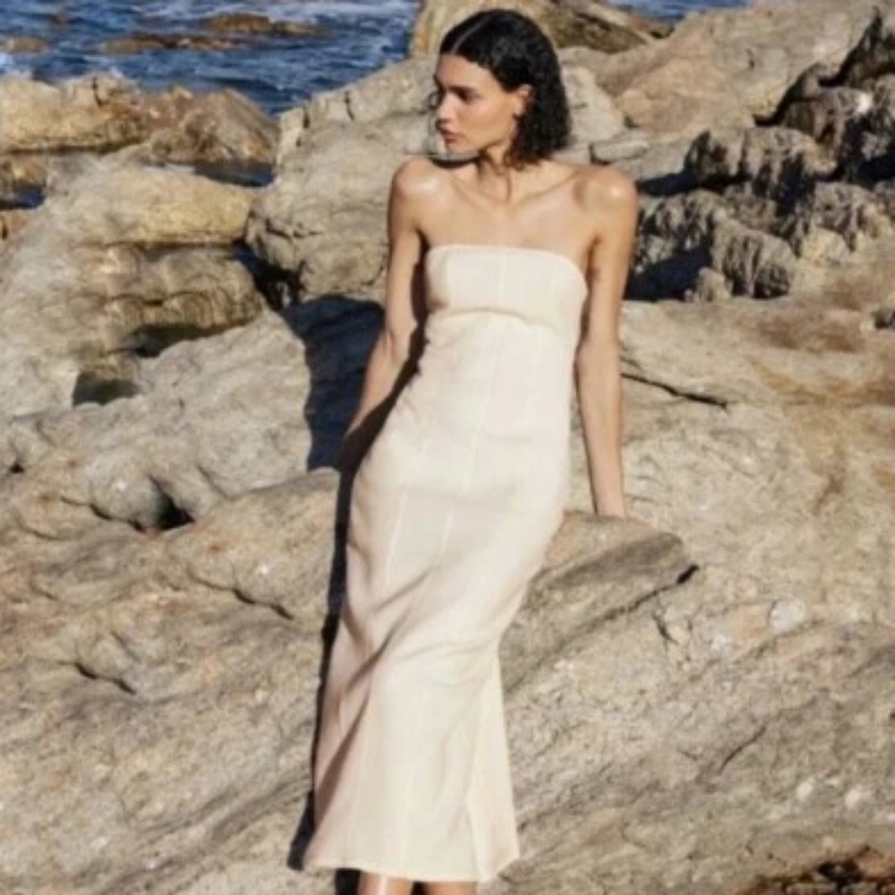 Zara Cream Maxi A-Line Dress